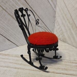 Vintage 70's Metal Dollhouse Pin Cushion Rocking Chair